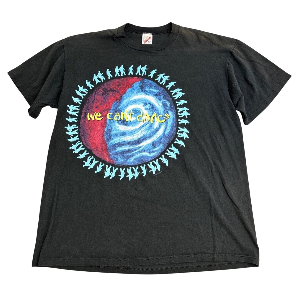 Vintage 1992 Genesis We Cant Dance Tour T-Shirt Jerzees XL Black Single Stitch
